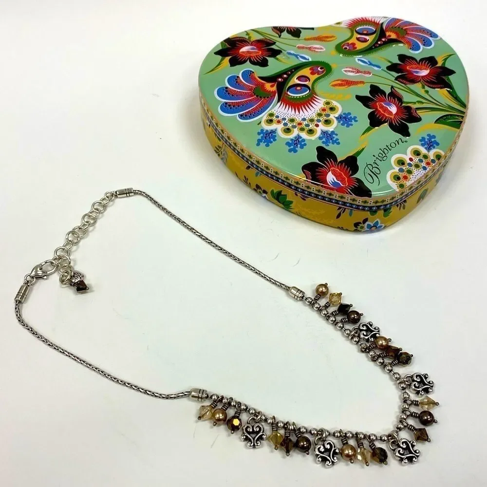 Brighton vintage Cannes Silver and Crystal beads‎ collar Necklace